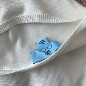 Women's White Sweater with short sleeved polka dot with ruffles